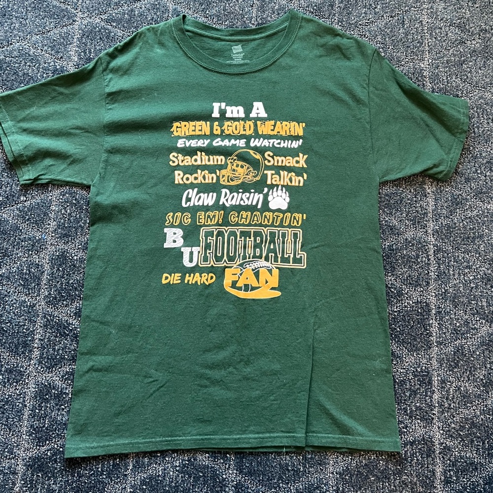 Size medium Baylor fan shirt.  Yellow lettering on front.  Perfect for game day